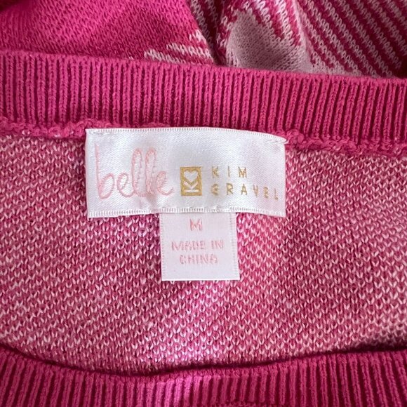 Belle by Kim Gravel Women ~sz M Sweater Can't Stop Wearing It Pink Plaid A549501 - Picture 4 of 7